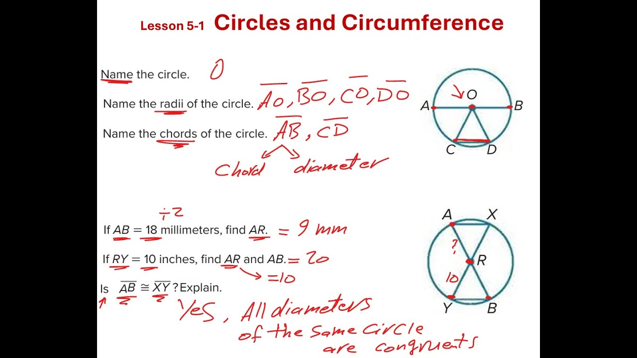 عاشر متقدم الحصة الاولي ،Circles and Circumference