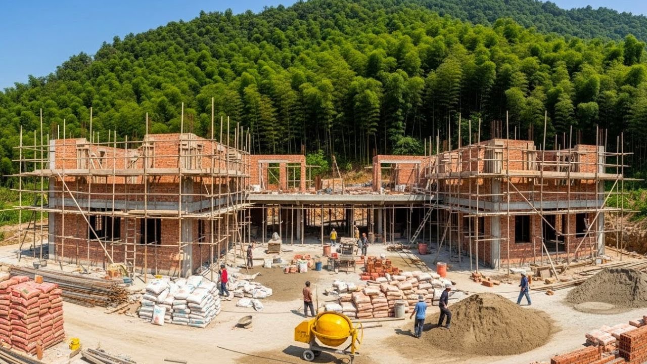 TIMELAPSE : A Team of Builders Constructed a Sturdy Villa in 120 Days in a Remote Mountain Forest