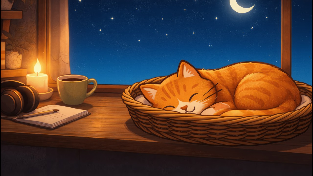 Deep Sleep Music with Soft Ambience 🌙 ASMR Relaxation | Jasper the Cat Sleeping in a Cozy Basket