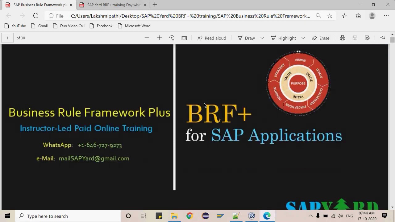 Day 1 - BRF+ for SAP Applications - Oct 2020 - Batch 1