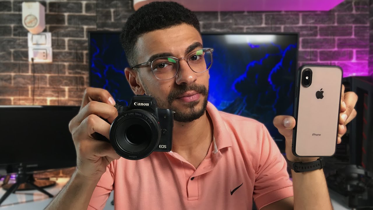 تجربة تصوير ايفون اكس اس وكاميرا احترافية | #صانع_محتوى_جامد