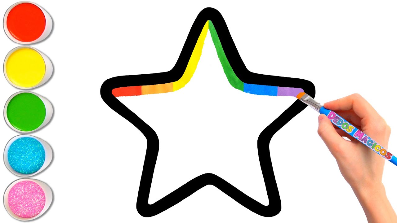 Dibuja y Colorea una Estrella Colorida con Dedos M&aacute;gicos ⭐🌈⭐ Dibujos F&aacute;ciles Para Ni&ntilde;os #68
