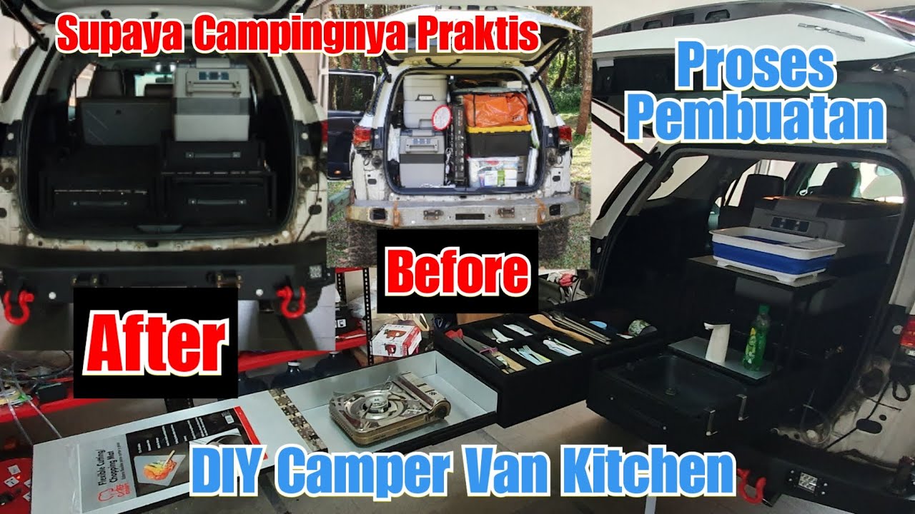 BIKIN DAPUR DI MOBIL UNTUK CAMPING !! DIY DRAWER CAMPER VAN KITCHEN | FORTUNER TETRADRIVE OVERLAND
