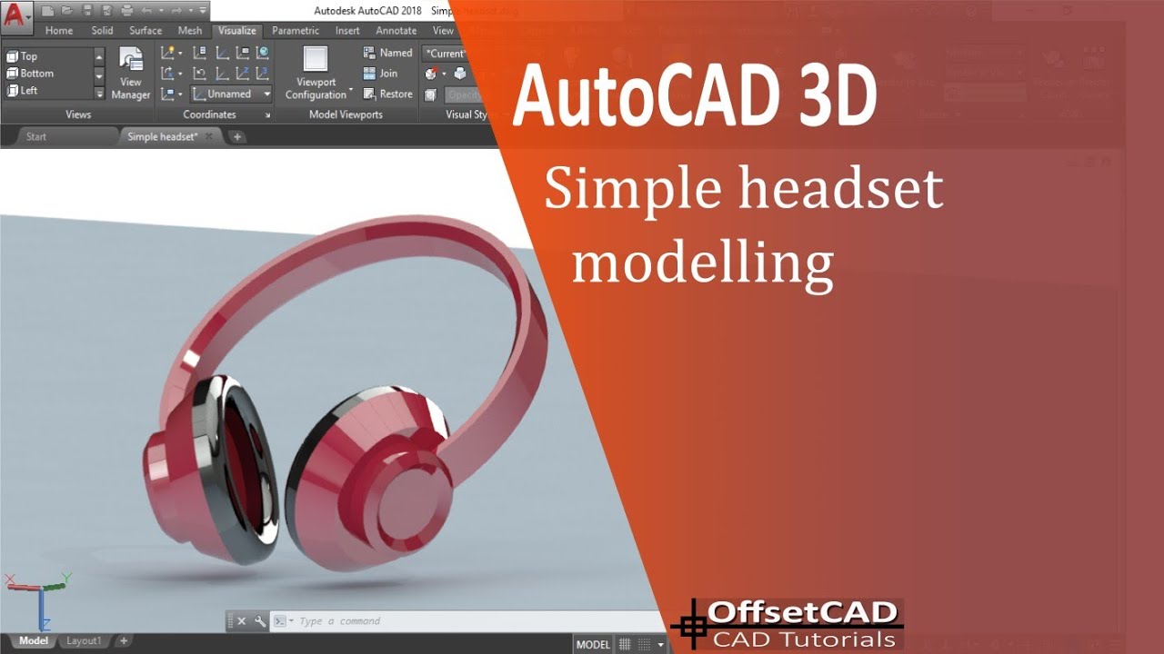 Learn How to easily use AutoCAD 3D modelling software to create Simple Headset parts