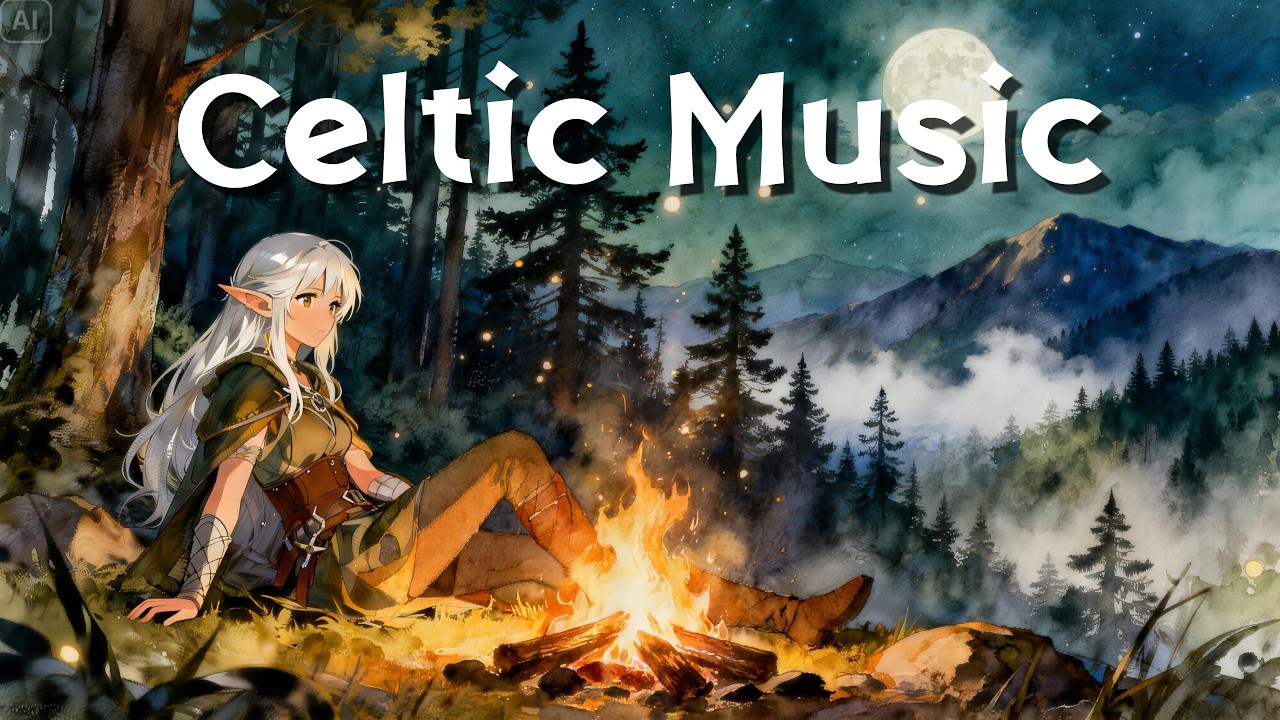 Celtic Music – Beneath the Stars at the Firecamp / Calm Night Ambience