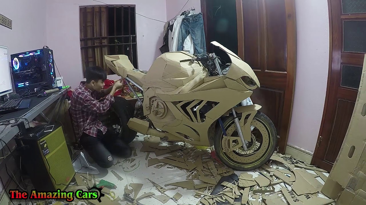 Homemade guide for BMW s1000rr 2020 from old motorbike and carton