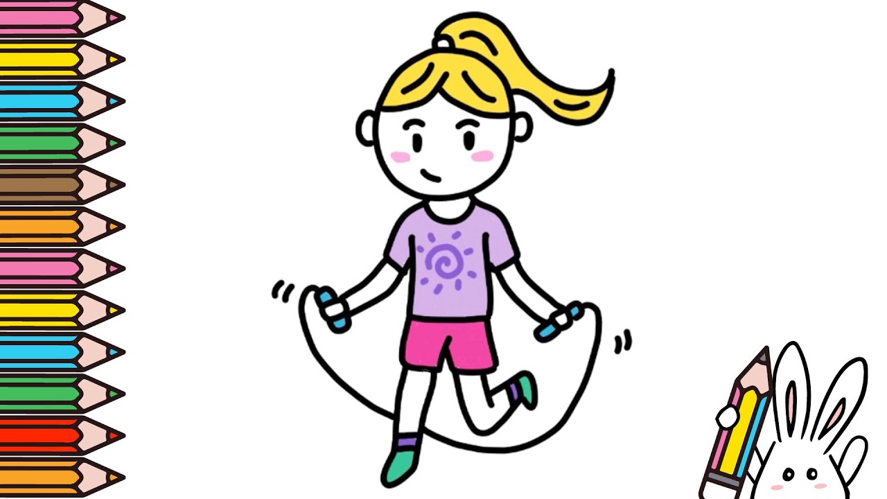 Cómo hacer Dibujo niña haciendo ejercicio - Fácil paso a paso