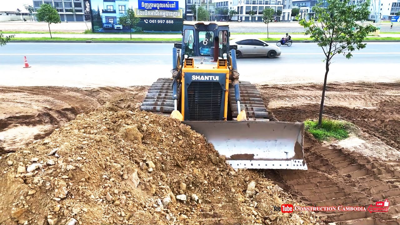 Best Sand Fill! Extreme Shantui Bulldozer Pushing Sand & Heavy Dump Trucks Dumping Sand for Landfill