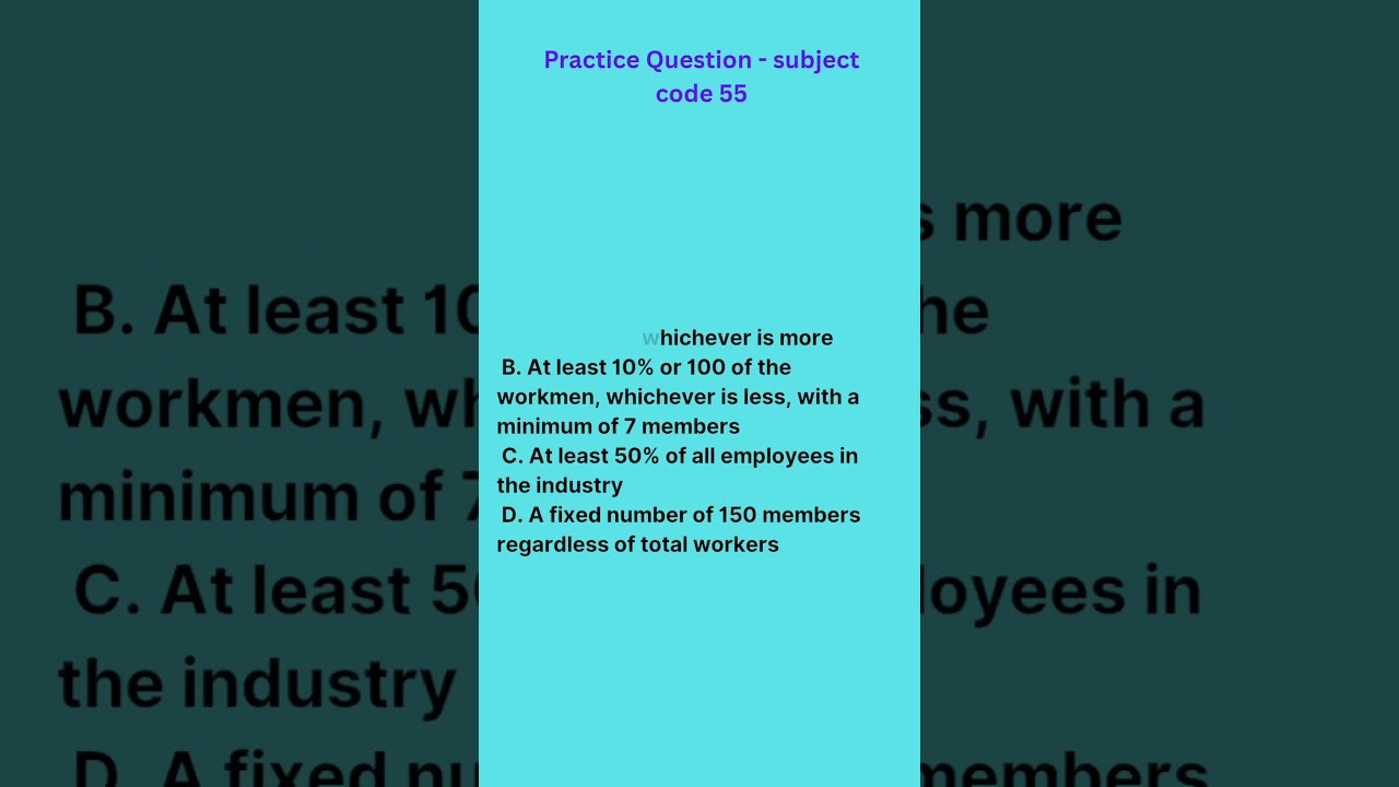 UGC NET/JRF practice questions - subject code 55 hrm/industrial relations/labour law #ugcnet