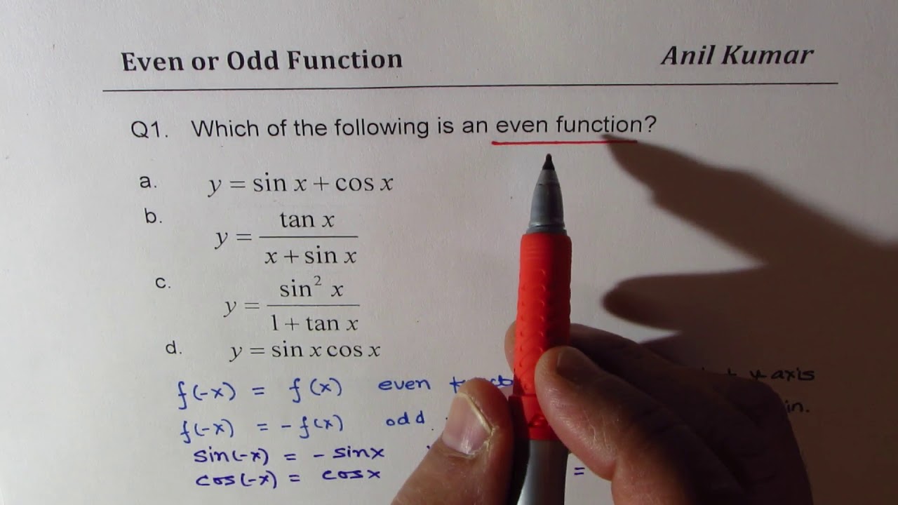 Even or Odd Function with Combination of Trigonometric Functions MHF4U