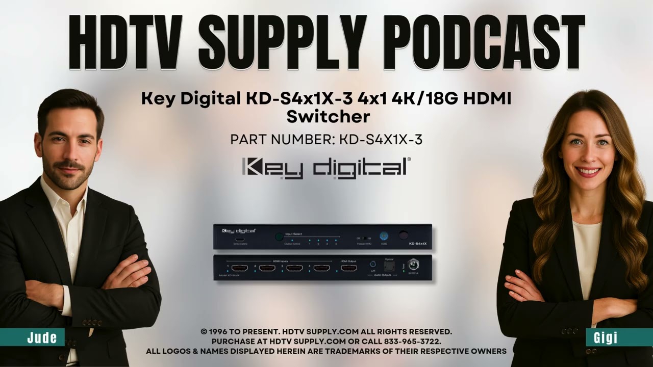 Key Digital KD-S4x1X-3 4x1 4K/18G HDMI Switcher