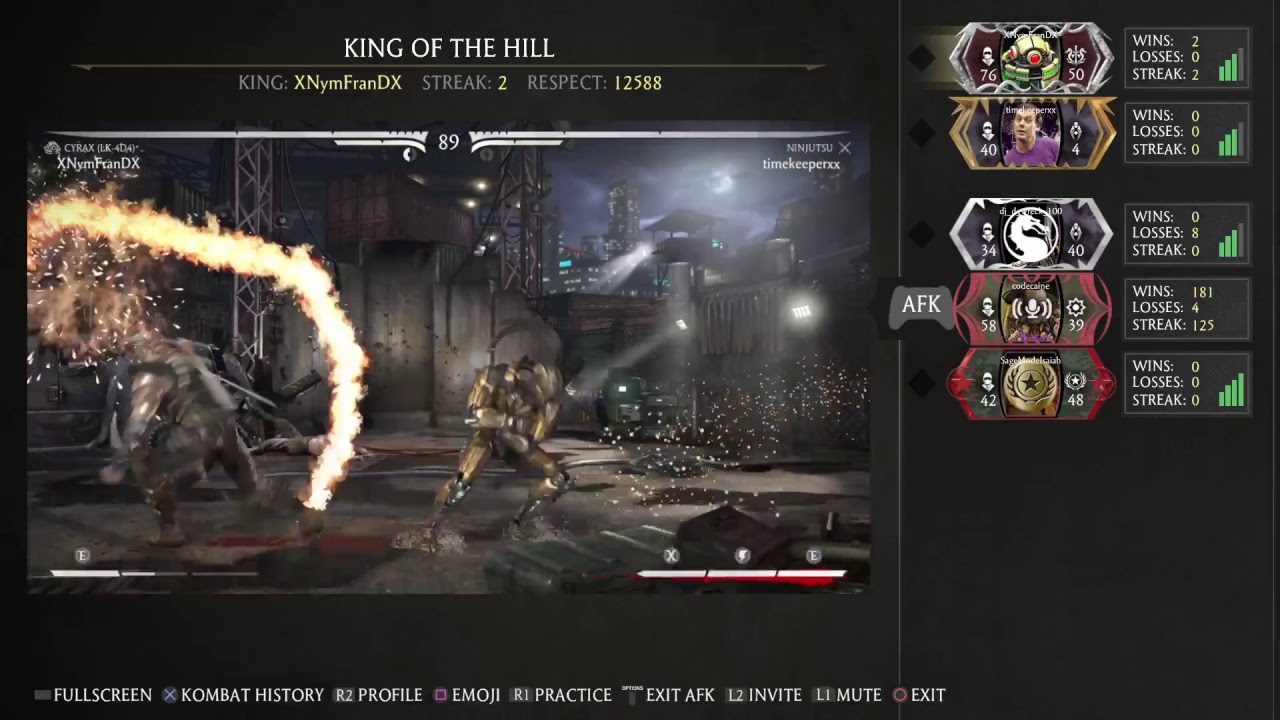 Mortal Kombat XL King of the HIll Matches 125 win streak & 50 win streak  live now!
