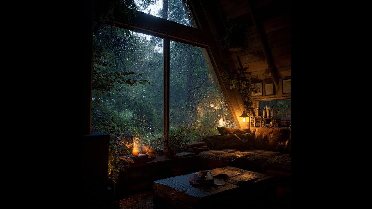 Cozy Cabin Rain at Night – 8 Hours Deep Sleep 🏡