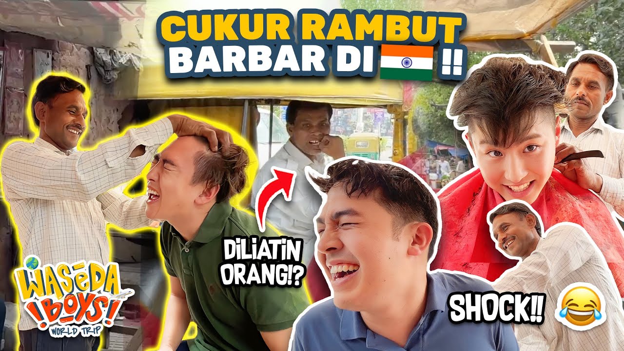 COBA POTONG RAMBUT + PIJAT BARBAR DI INDIA!! SAMPE DILIATIN ORANG! | WASEDABOYS WORLD TRIP 27
