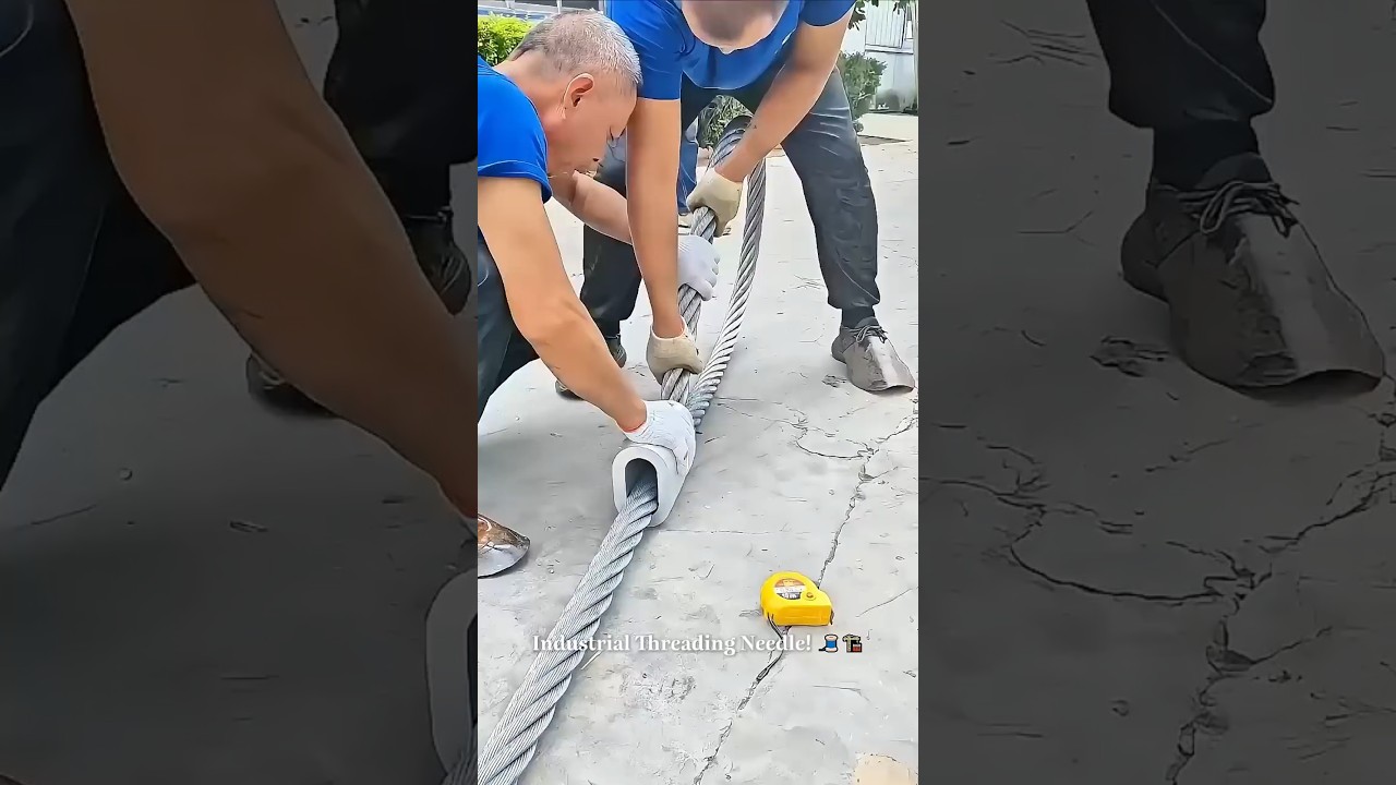 Threading a Giant Needle🤯Heavy Duty Wire Rope Work! #construction #industrial