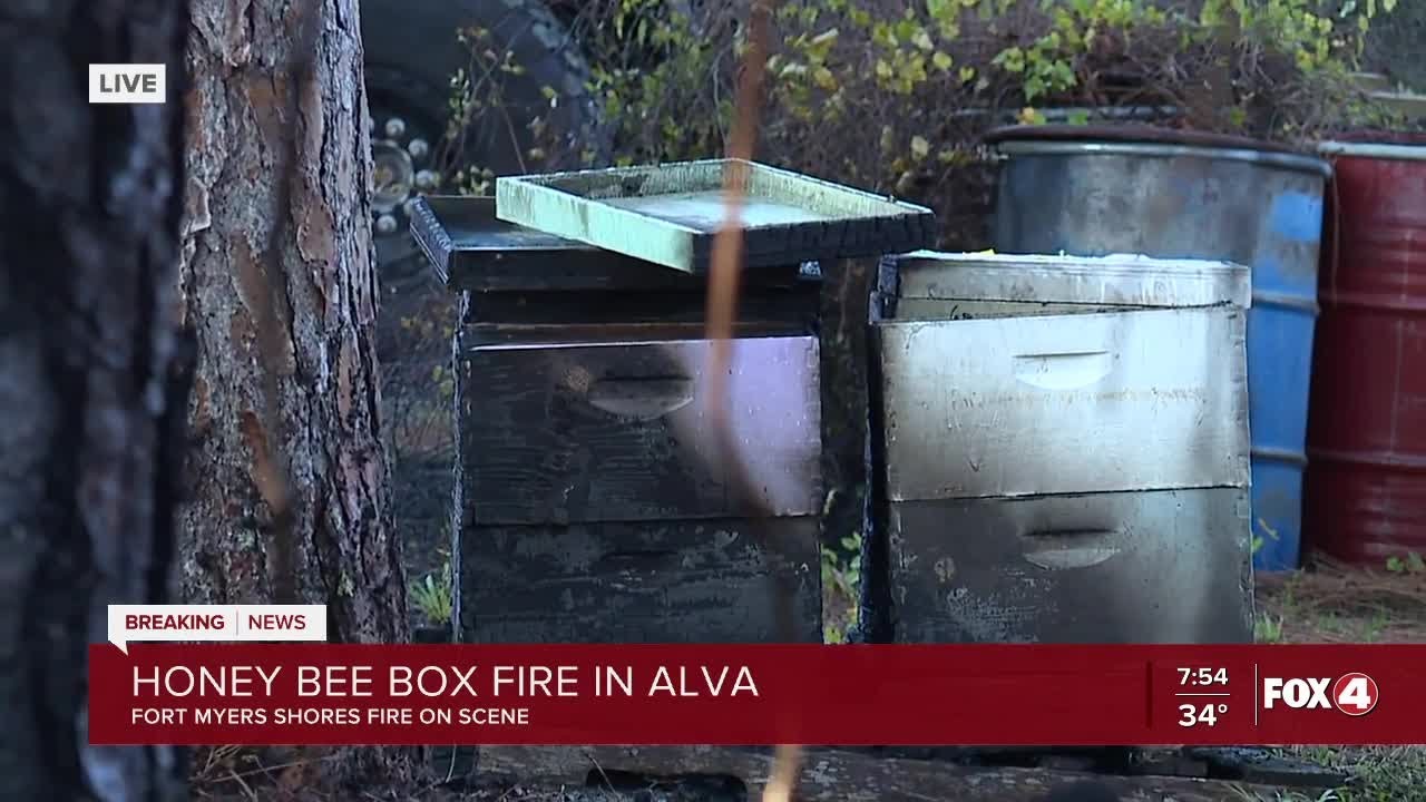 Honey boxes burn in Thursday morning fire