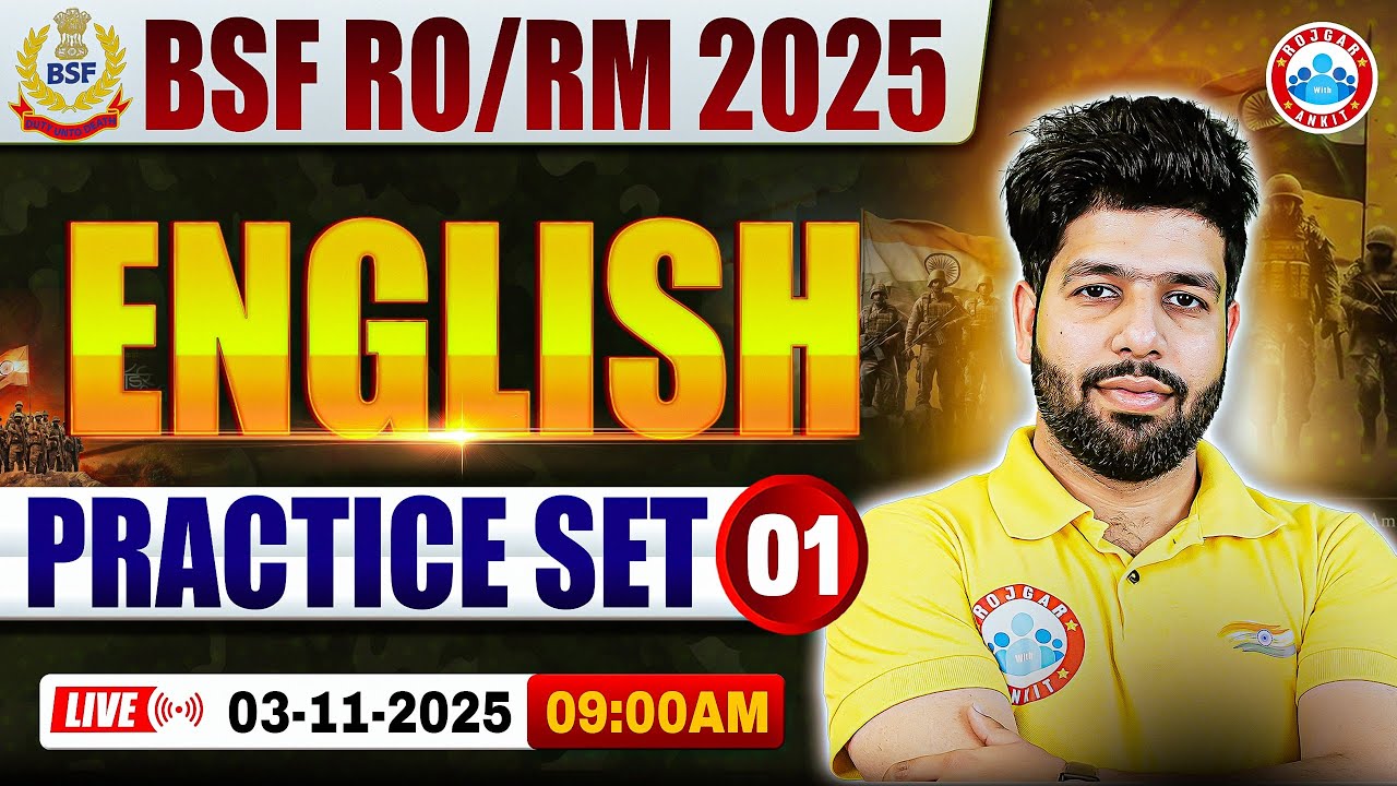 BSF RO/RM English Class | BSF English Practice Set #01 | BSF RO/RM English By Anuj Sir