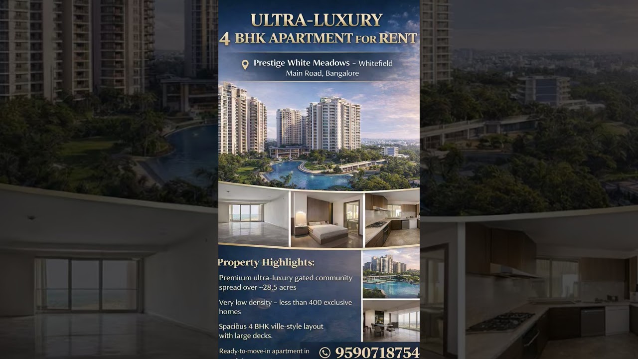 4bhk luxury premium gated community flat for rent in prestige white Meadows