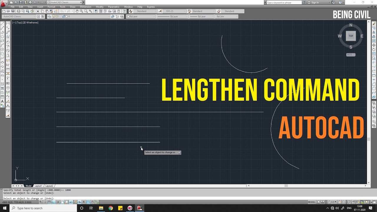 LENGTHEN Command in AutoCAD | AutoCAD Tutorials for Beginners