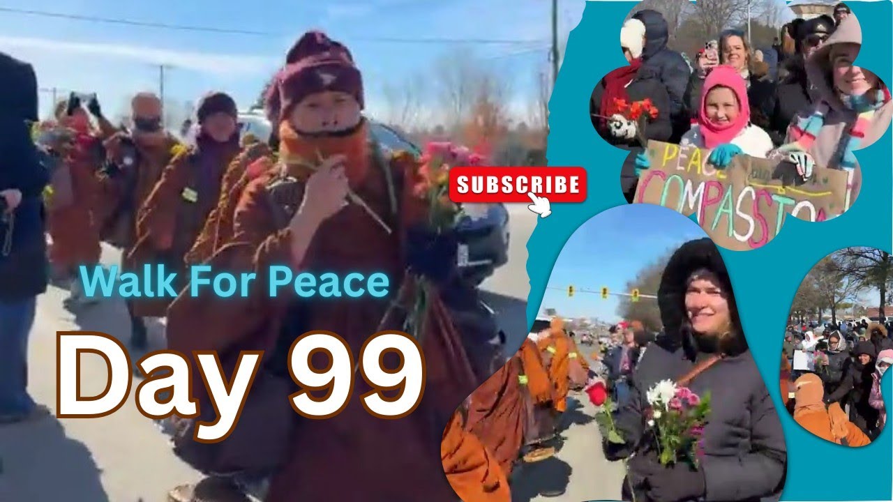Peace walk ♥️ Day 99 🕊️ Buddhist Monks are walking 🙏 #walkforpeace #alokathepeacedog #usa #2300miles