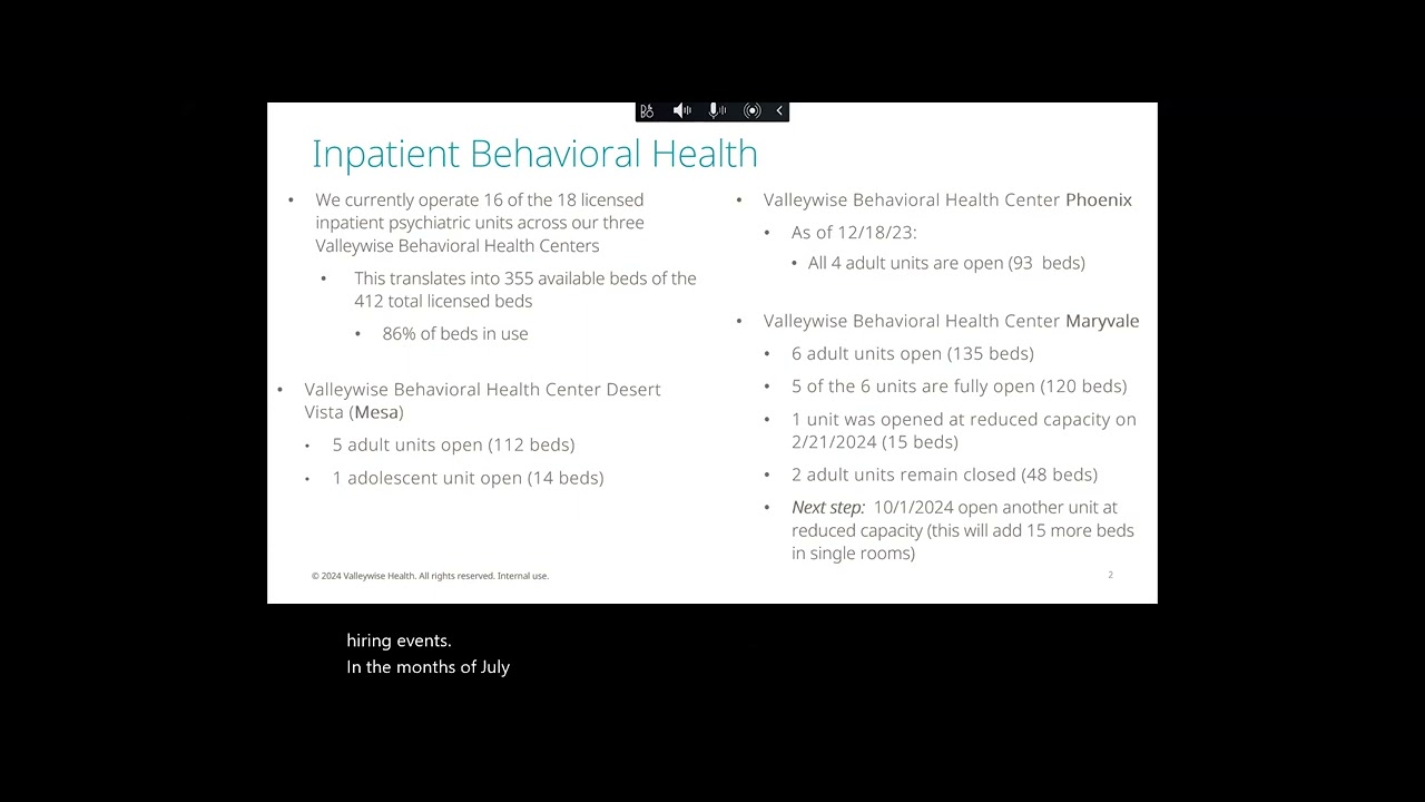 Valleywise Health Behavioral Health Updates