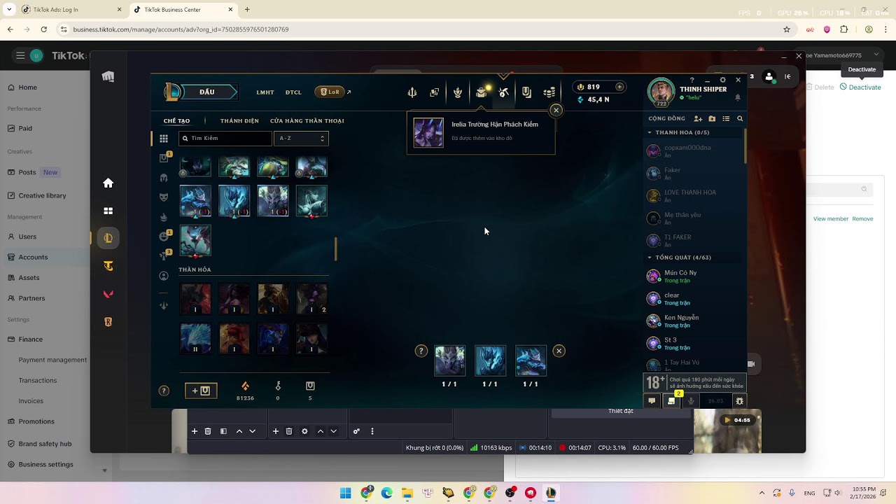 Mùng 1 mở toàn bộ gacha liên minh và tft đang có