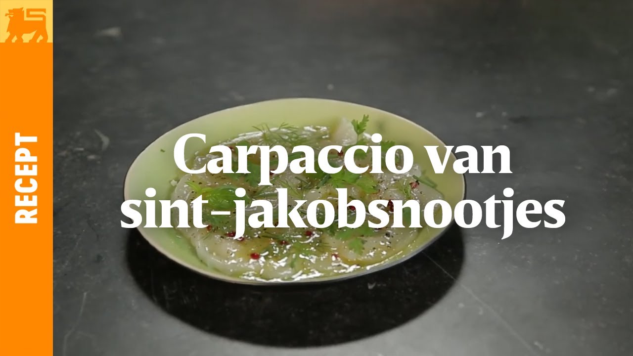 Carpaccio van sint-jakobsnootjes met tuinkruiden en citroendressing