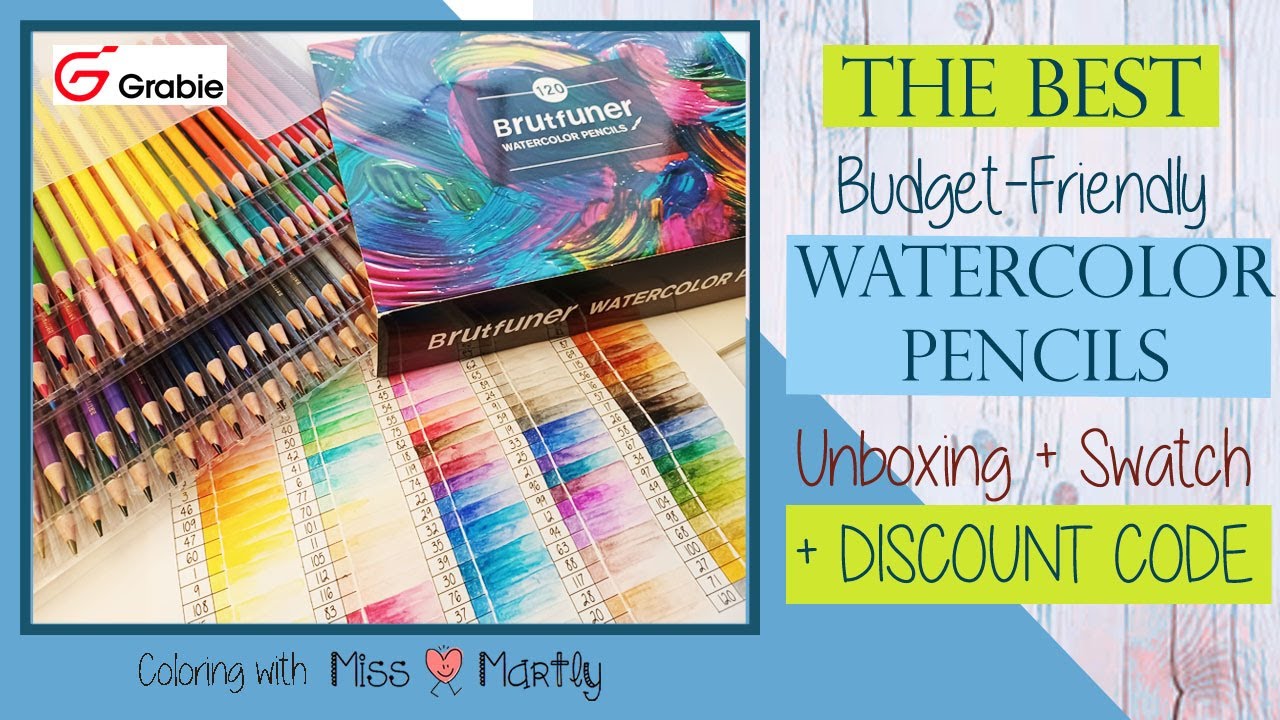 BEST BUDGET Friendly WATERCOLOR pencil | BRUTFUNER from GRABIE | Unboxing + Swatch + Discount code