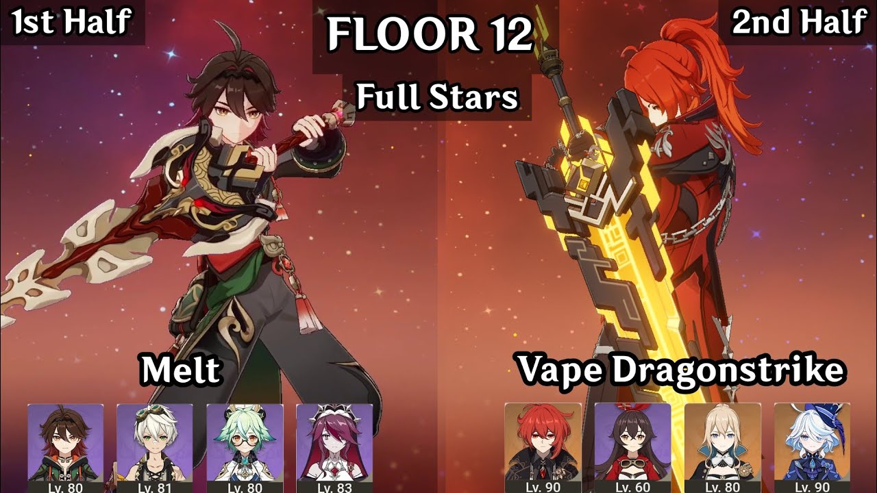 Gaming Melt + Diluc Vape Dragonstrike | 5.1 Spiral Abyss Floor 12 9 Star | Genshin Impact