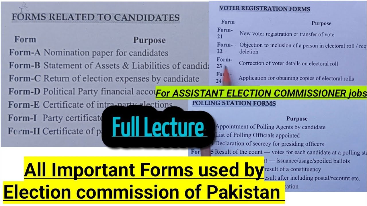 Assistant Election commissioner preparation | Forms Full Lecture | ECP jobs | Important Forms | #ecp