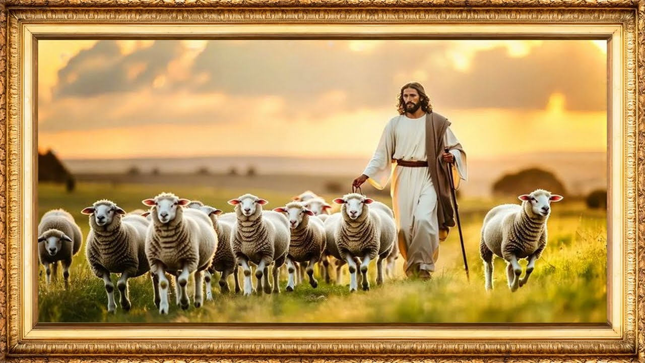 Jesus Christ 4K Christian Art Background Vintage TV Frame Worship Screen