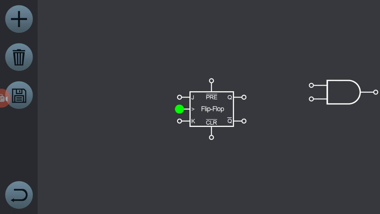 Implement a JK flip flop using Logic simulator pro