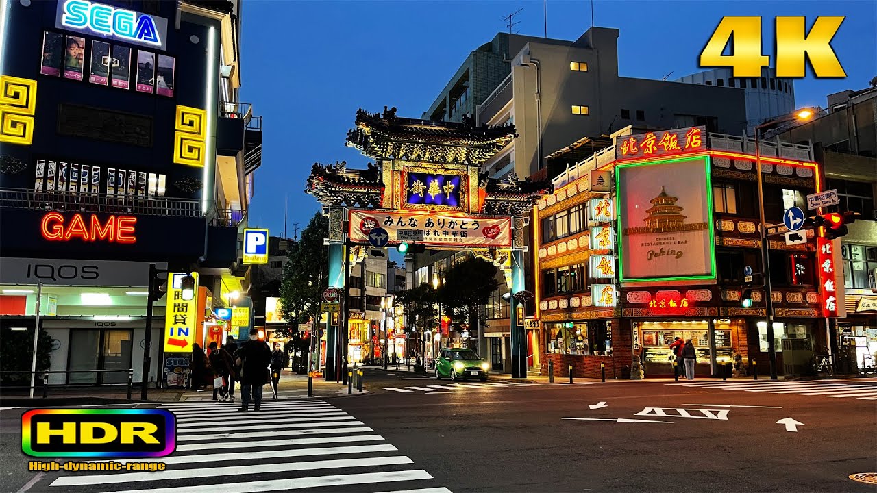 【4K HDR】Yokohama Chinatown before the Strom / Chinese Street Food in Japan