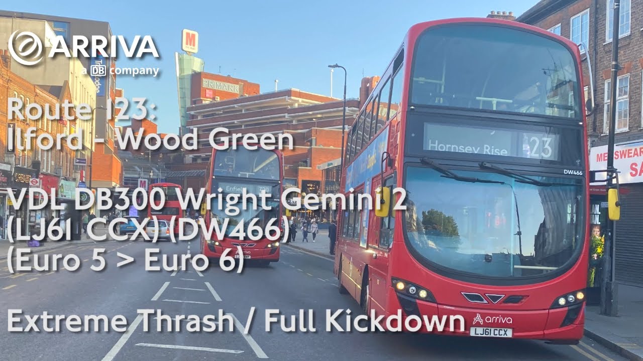Extreme Thrash/Full Kickdown | Arriva LDN Route 123 | LJ61 CCX (DW466) | VDL DB300 Wright Gemini 2