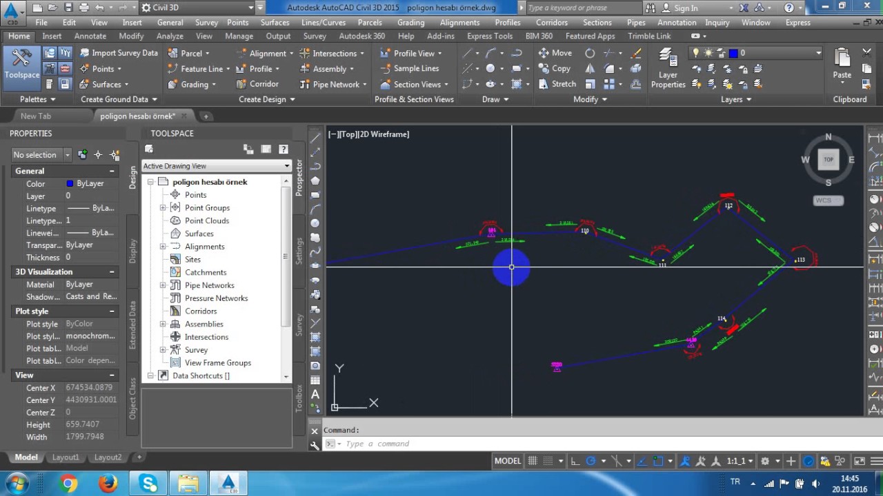 Civil 3d poligon hesabi