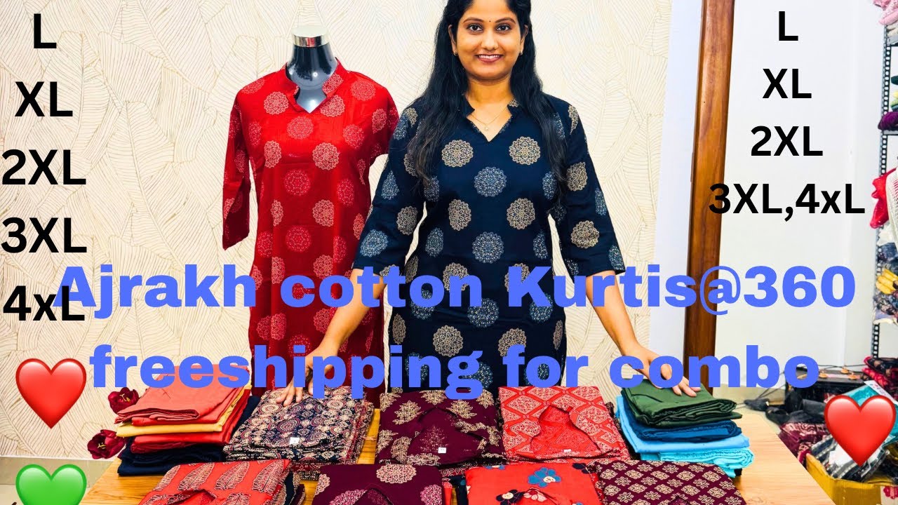Ajrakh cotton collar kurti @360 L-4XL freeshipping for combo cotton pants @270 #online #cotton #new