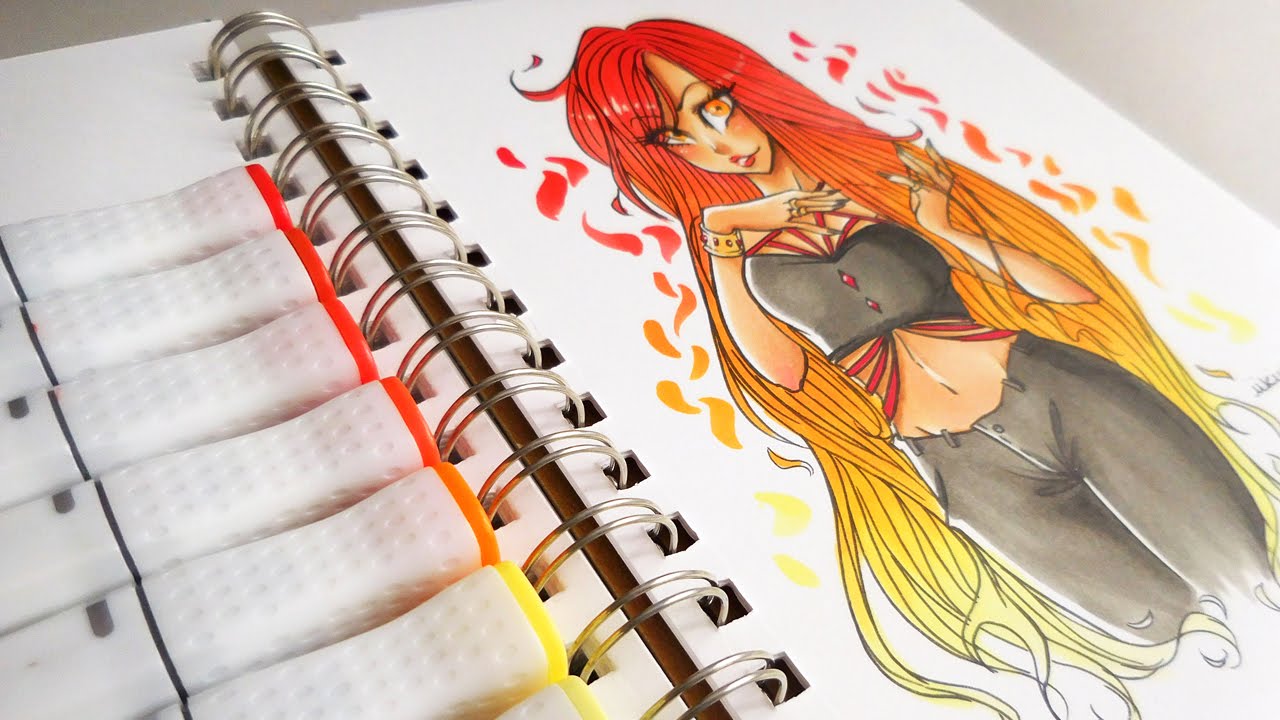 Elemental Ladies Series: Fire (#1) - Alcohol Based Marker Speedpaint ♡ iiKiui