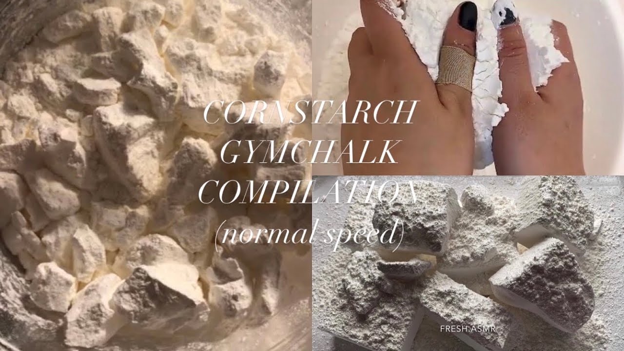 Squeaky Cornstarch and Gymchalk Compilation | ASMR cornstarch chunks,pressing, gymchalk-normal speed
