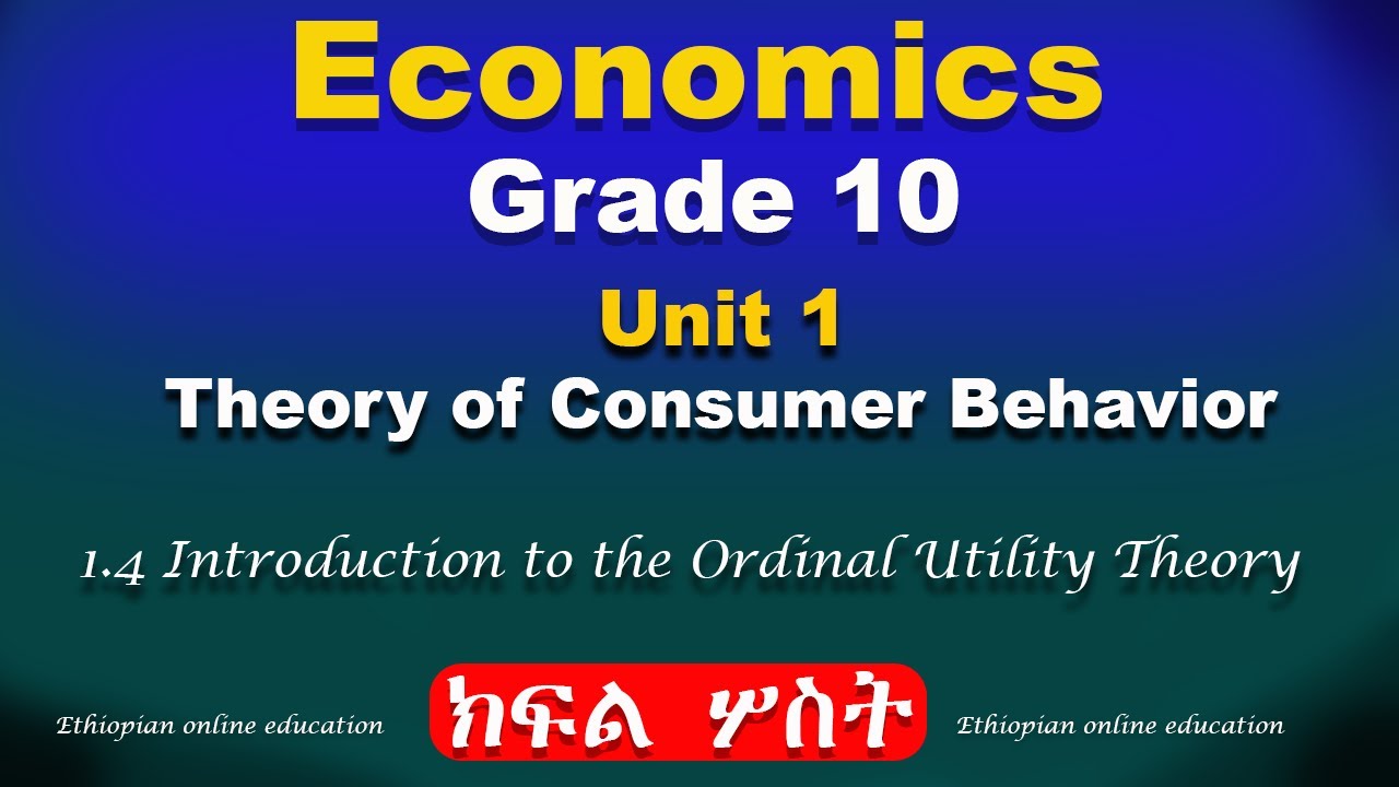 Grade 10 economics unit 1 part 3 | Theory of Consumer Behavior | Ordinal Utility Theory