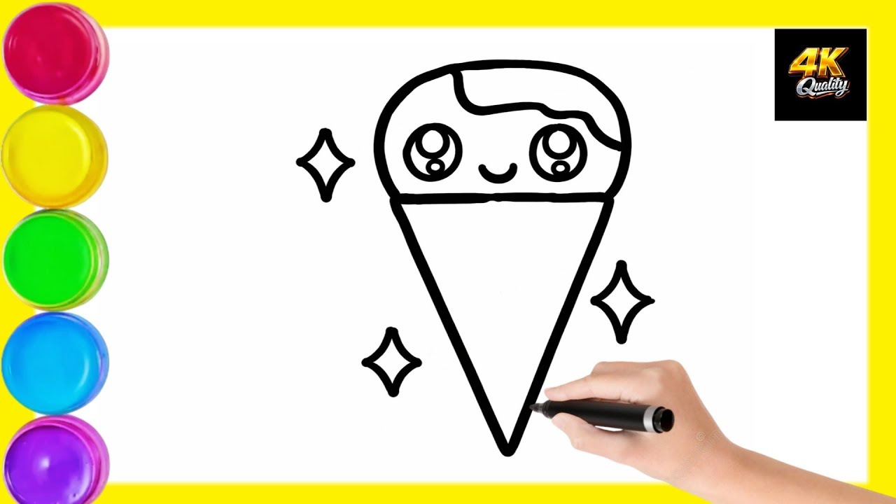 “Cute icecream drawing for Beginners | Easy Step by Step” | By Marker Art YT | Day #42