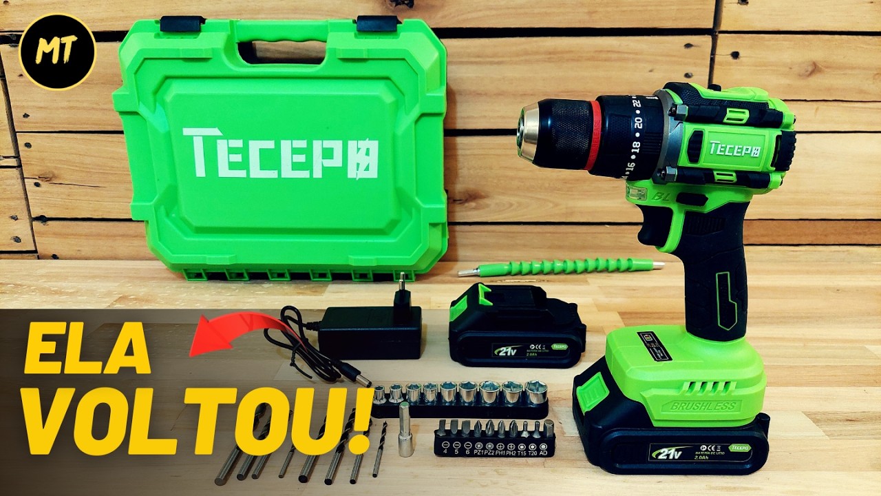 PARAFUSADEIRA BRUSHLESS TECEPO VOLTOU! AINDA VALE A PENA EM 2025? BATERIAS VERDES 2AH REAL DA TECEPO