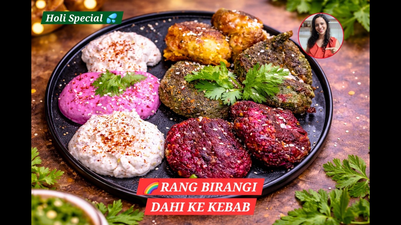 Holi Special: सिर्फ़ सब्ज़ियों के नेचुरल रंगों से Dahi Ke Kabab with Healthy Dips