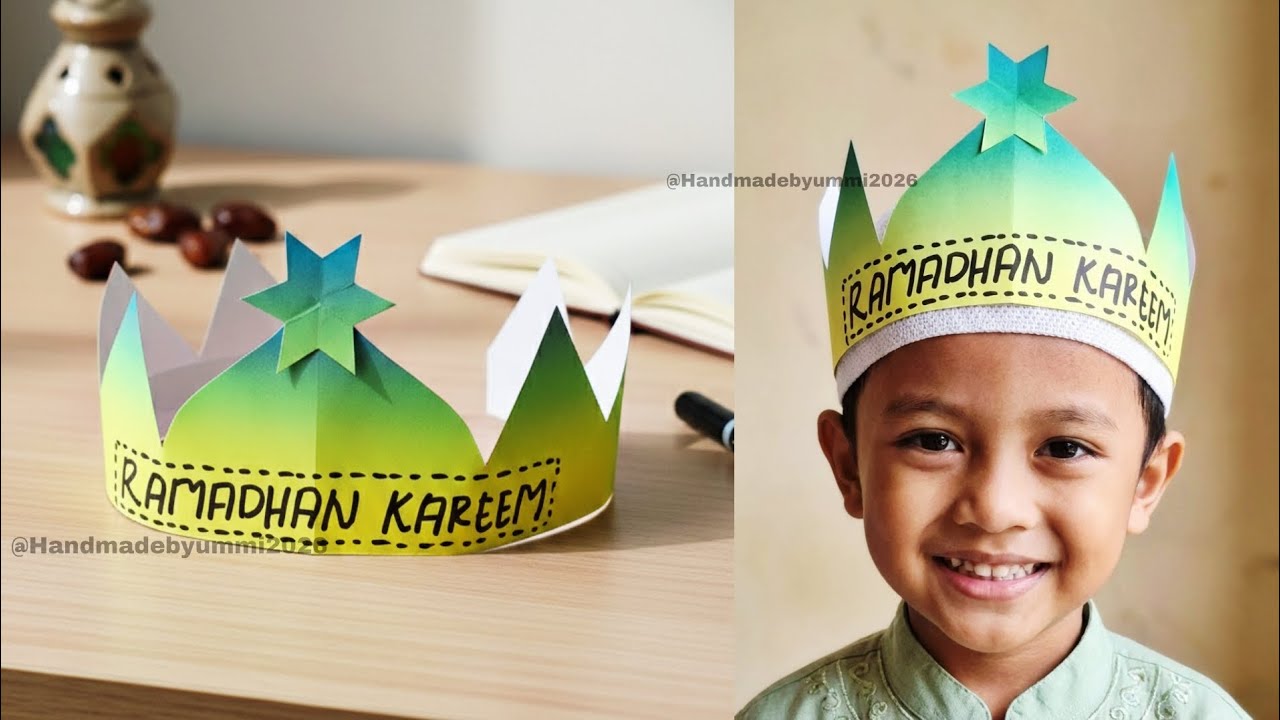Topi Pawai / Mahkota Tarhib Ramadhan Dari Kertas Karton Asturo | Aksesoris Karnaval Ramadhan Anak Tk