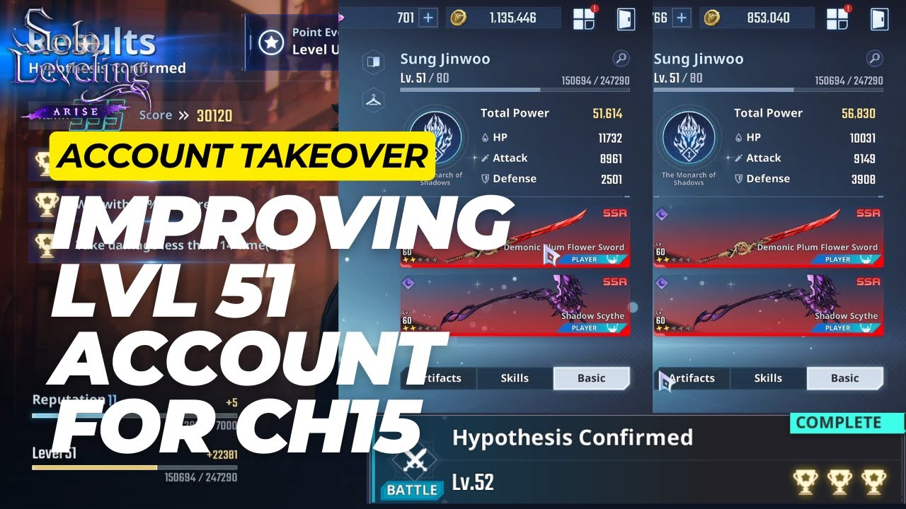 [Solo Leveling: Arise] Level 51 Account Takeover | Improvement to Beat Chapter 15 | +2 Battle Tiers