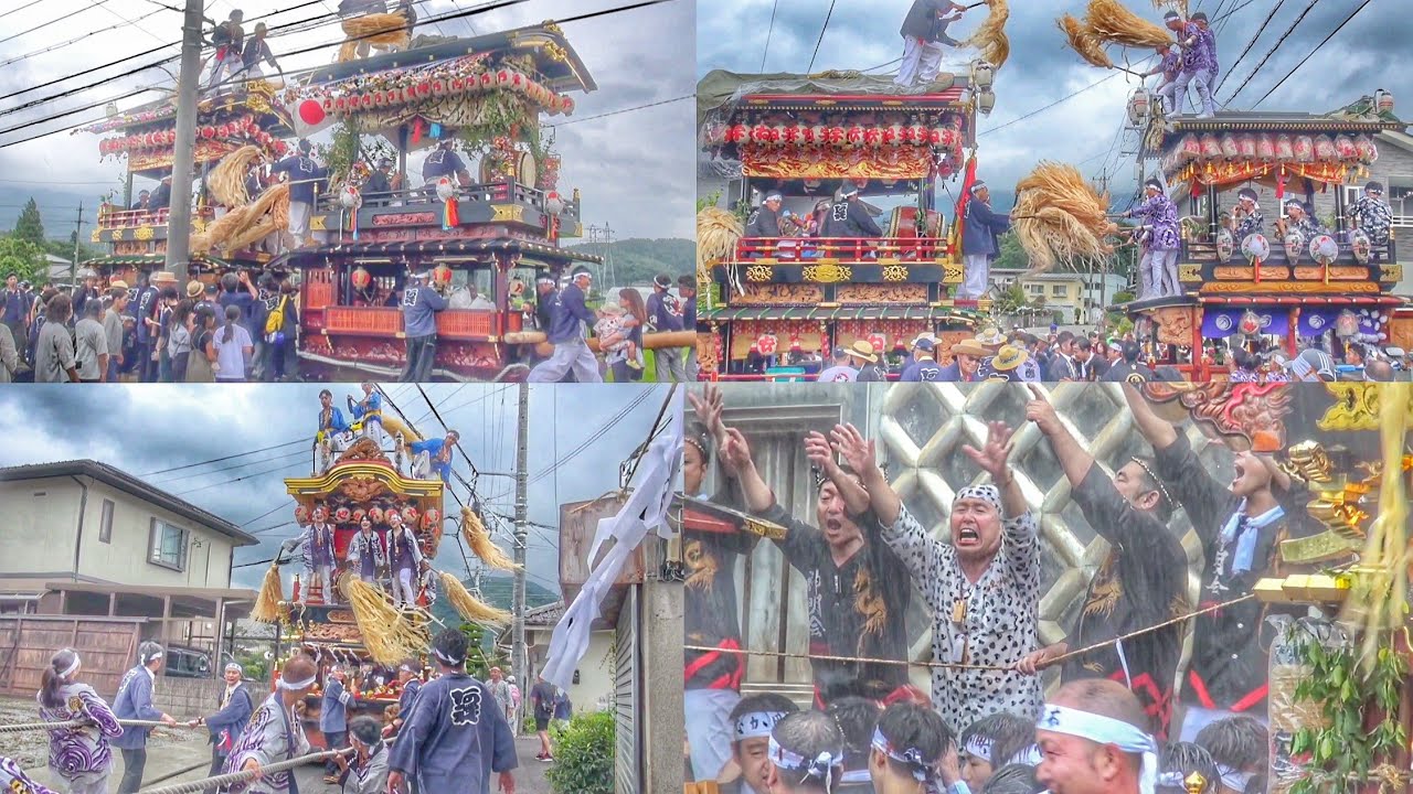 長野県塩尻市 阿禮神社 例大祭 2023 宵祭り 舞台(山車) 落ち合い など(長畝·堀の内·桟敷·宮本町·中町·室町·上町) 2023.7.08