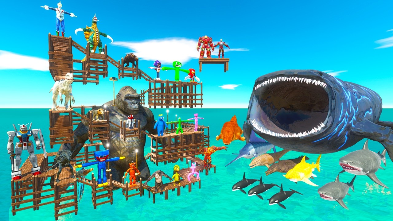 Parkour ZigZag Hunting Giant King Kong and Fights Sea Monsters - Animal Revolt Battle Simulator