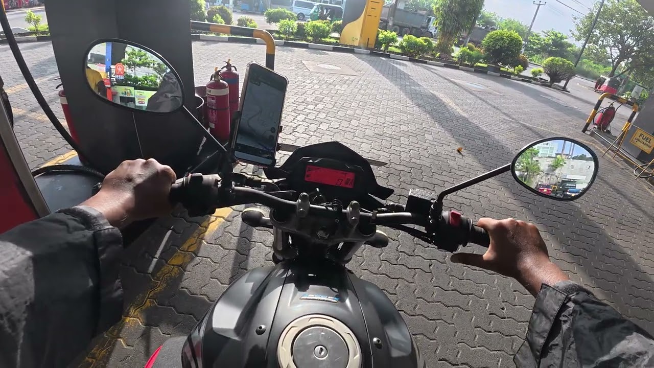 Refueling my Bike at Fuel Station in Sri Lanka