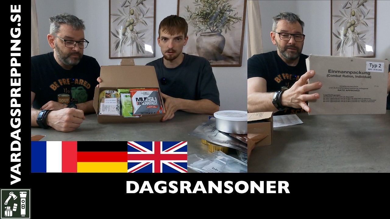 Militära matransoner från tre olika länder