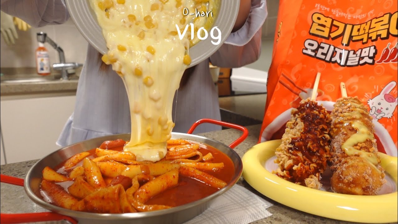 🦀Острый маринованный краб, ттокпокки с кукурузным сыром и корн-доги 🍱Ланч-бокс с тостами из креветок