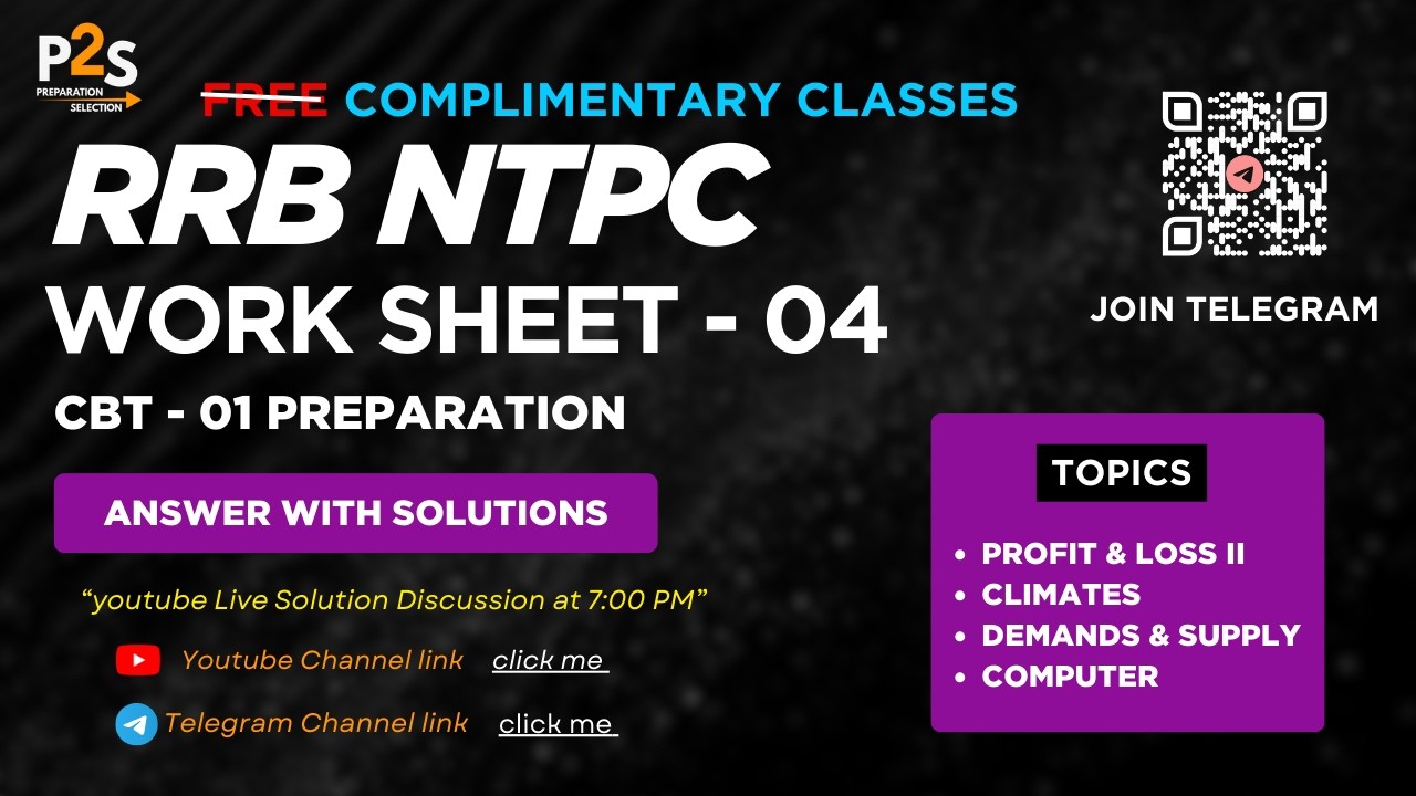 RRB NTPC 2025: Worksheet 4| Profit and  loss, Economics,Computer |Score high GA & Math| Free Classes